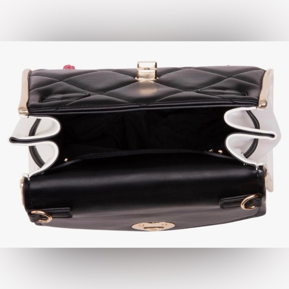 NWT BETSEY JOHNSON Beary Sweet Black and White Top Handle Bag - Picture 7 of 9